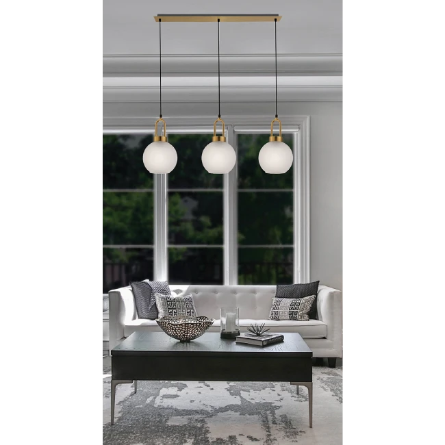 Hanging lamp DORIA 3/L, White/Brass, 4249600
