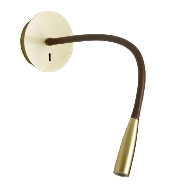 3W LED wall lamp FLEXI LEATHER, 3000K, Brass, A1248