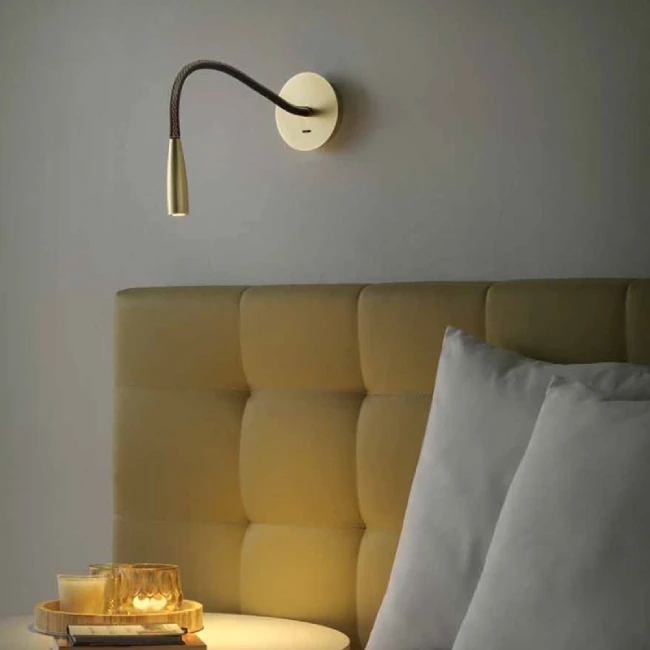 3W LED wall lamp FLEXI LEATHER, 3000K, Brass, A1248
