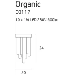 10W Lubinis šviestuvas ORGANIC, 3000K, Chromas, C0117D
