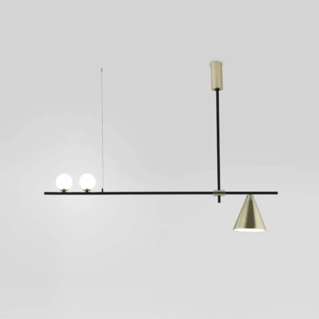 Hanging LED lamp CRANE, Black/brass, C1241