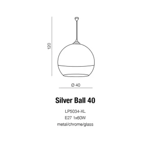 Pakabinamas šviestuvas SILVER BALL 40 AZ0734