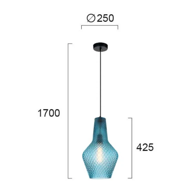 Hanging lamp SOLETO, Blue glass, 4169301