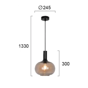 Pakabinamas šviestuvas CONVEX, Dūmų stiklas, 4278000