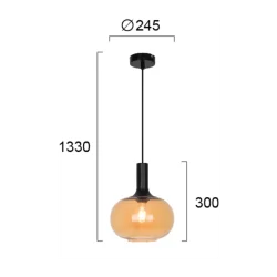 Pakabinamas šviestuvas CONVEX, Gintarinis stiklas, 4278001