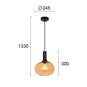 Pakabinamas šviestuvas CONVEX, Gintarinis stiklas, 4278001