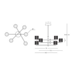 40W Pakabinamas LED šviestuvas IPON, 2700K, DIMM TRIAC, Sendinto aukso, C1316/4